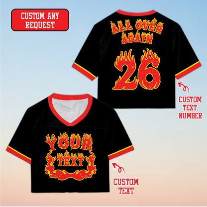 Black flame football jersey, secondary front view