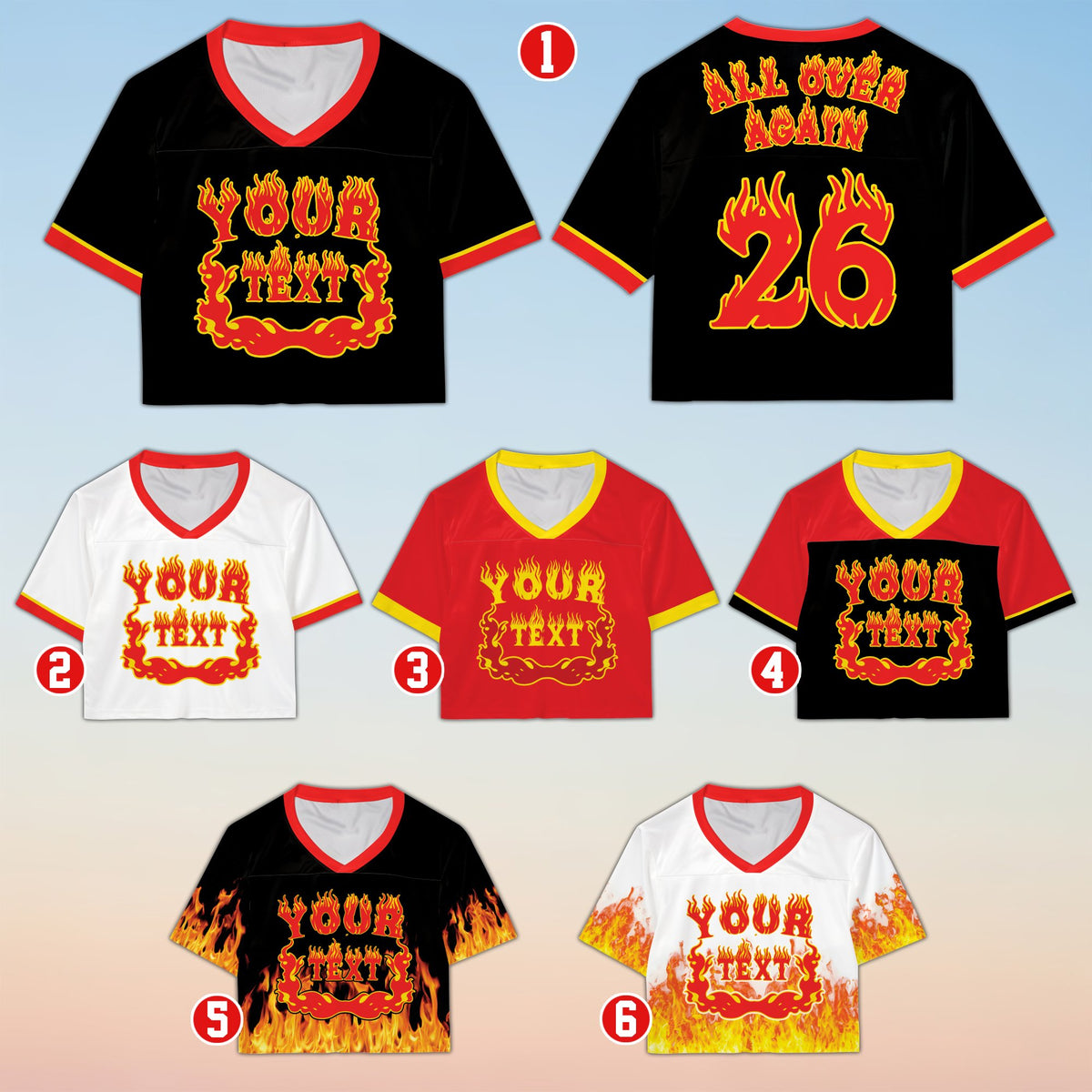 Flame football jersey design detail front view