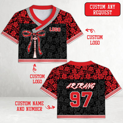 Black and yellow floral football jersey front view