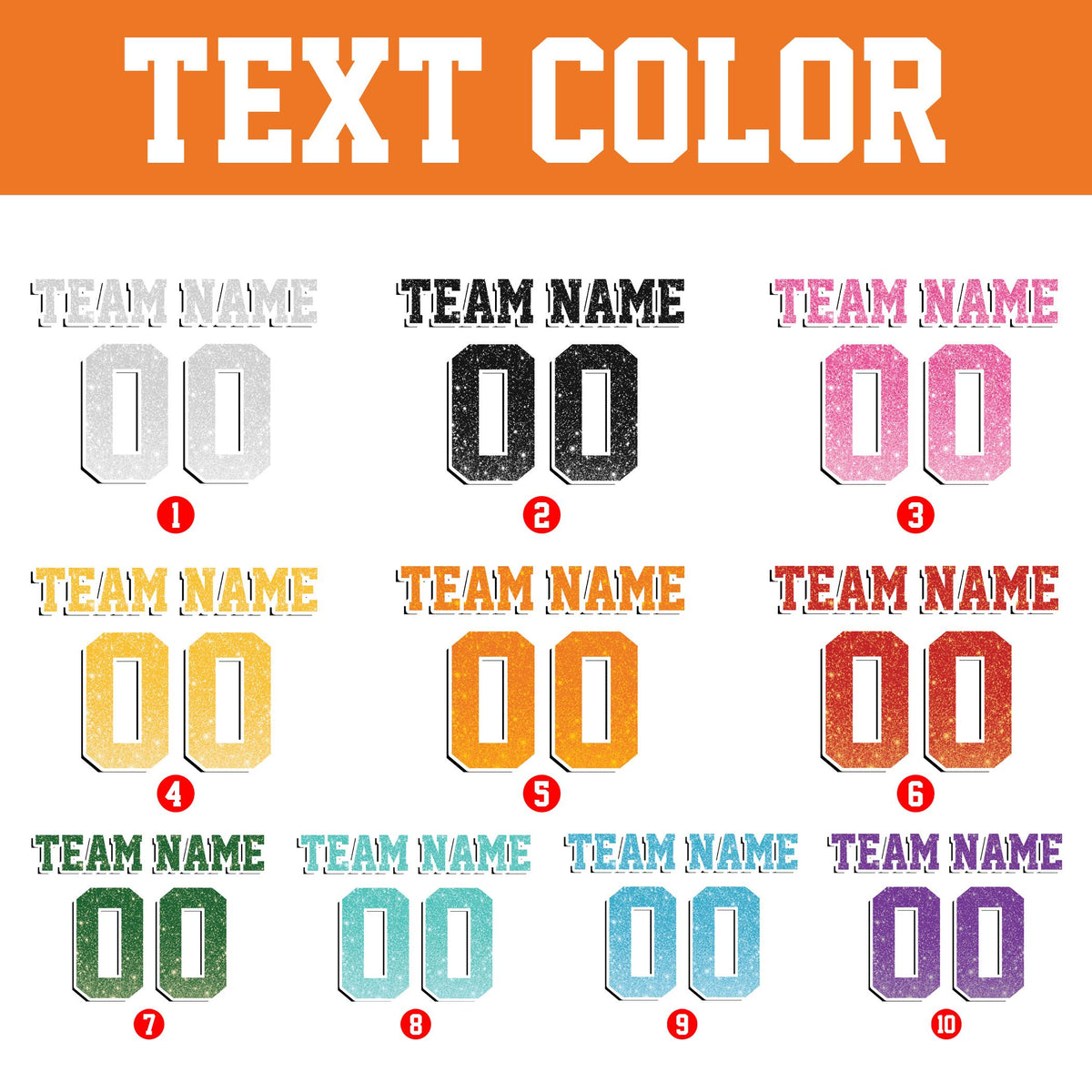 Personalized white glitter football jersey with faux ombre effect, alternate view