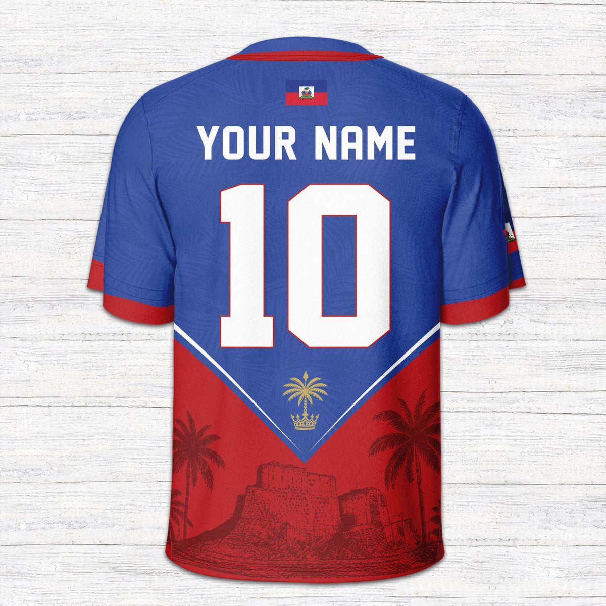 Back view of the personalized football jersey showing custom name and number