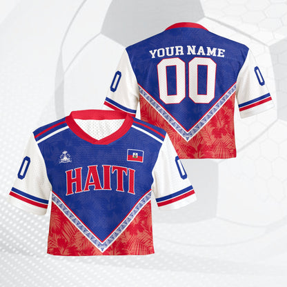 Red haiti football jersey angled front view