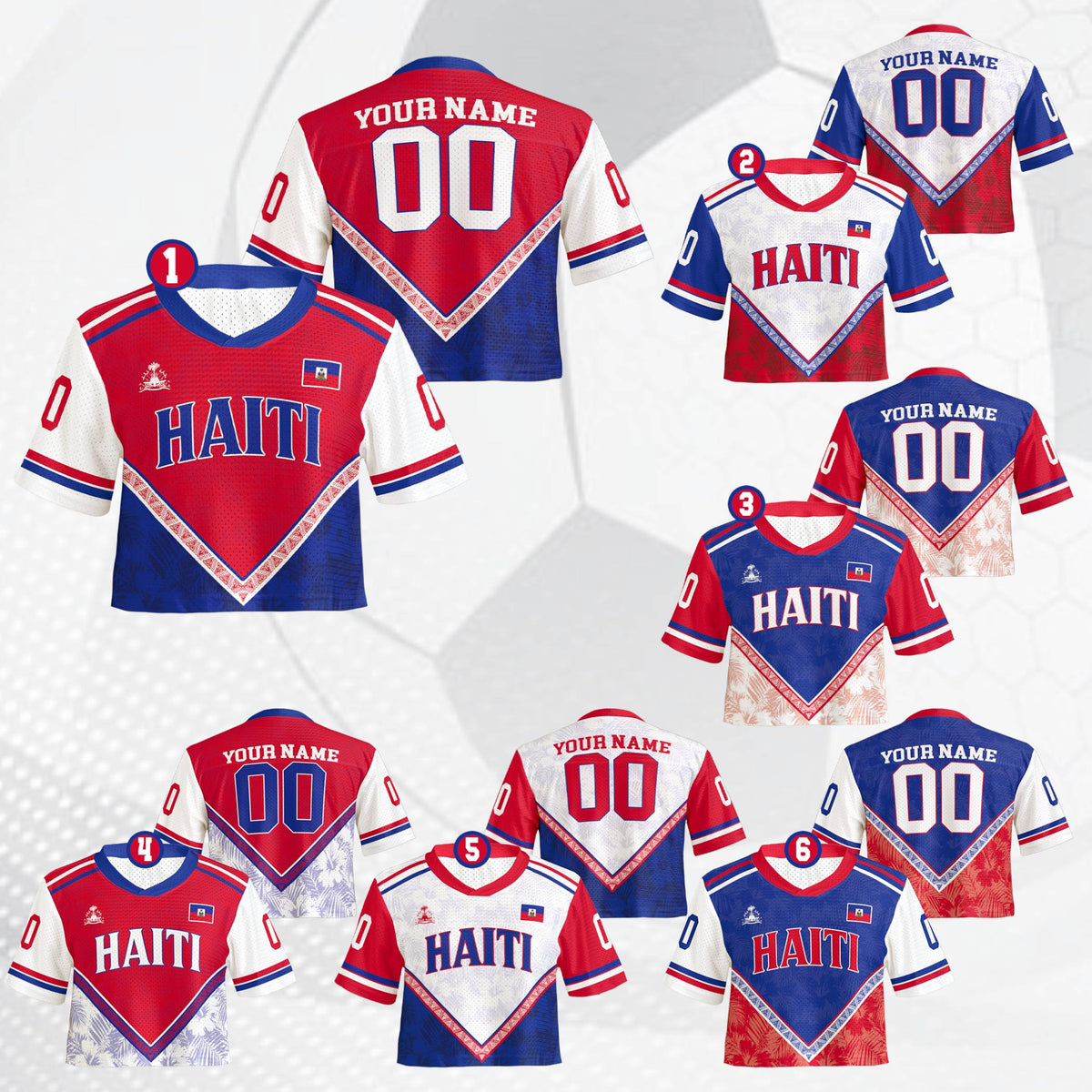 Red haiti football jersey alternate side view