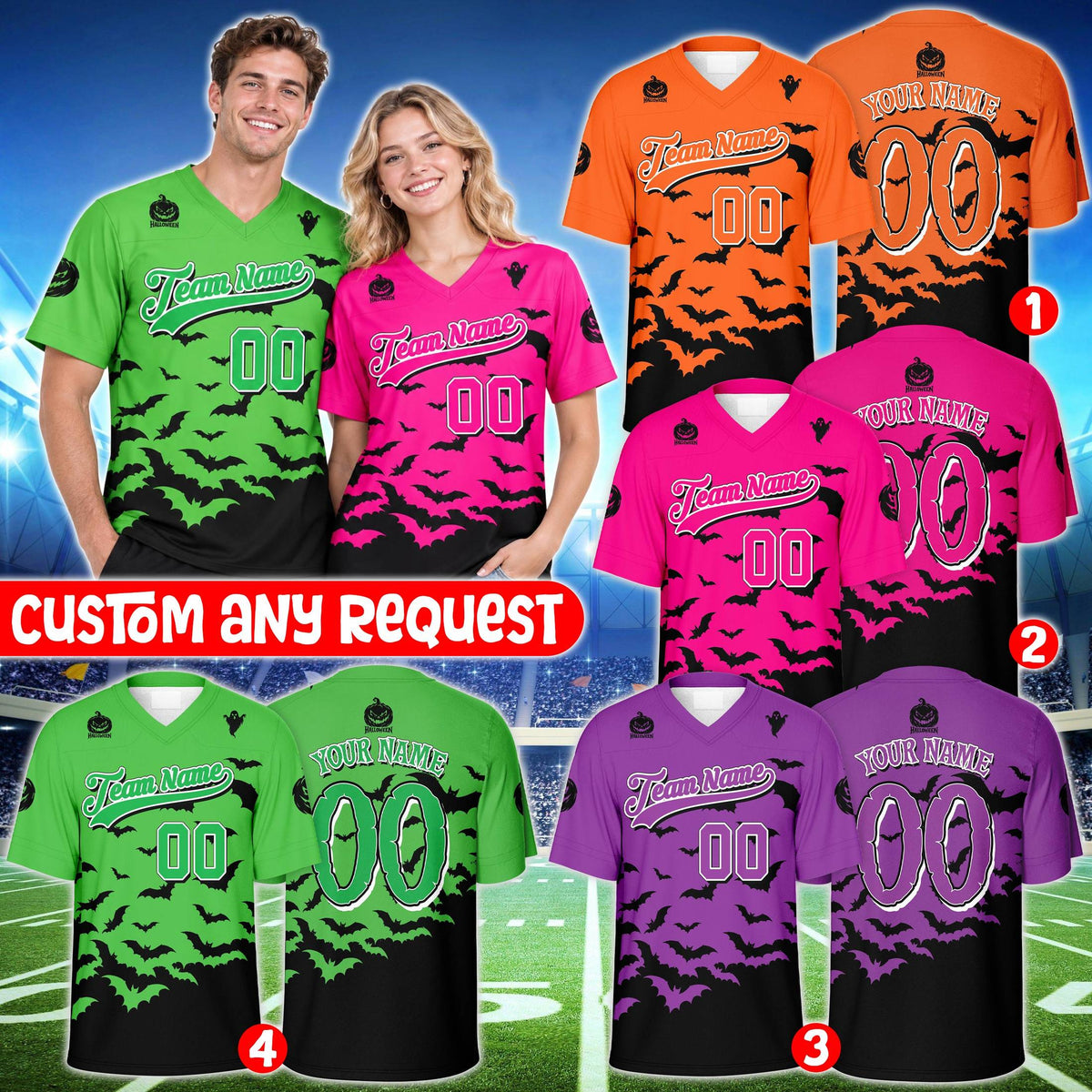 Additional view showing the intricate details of the holiday football jersey