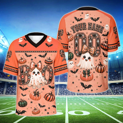 Back view of custom football jersey showing custom name and number