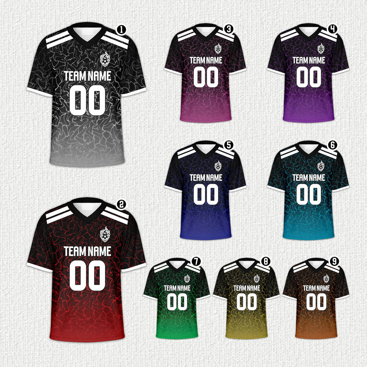 Multicolor personalized abstract football jersey, other view