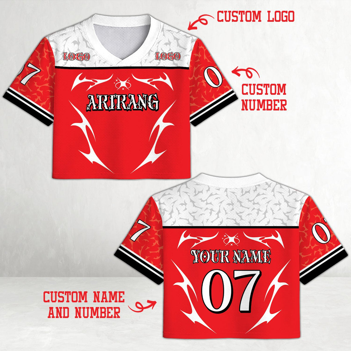 Red retro y2k football jersey additional front view