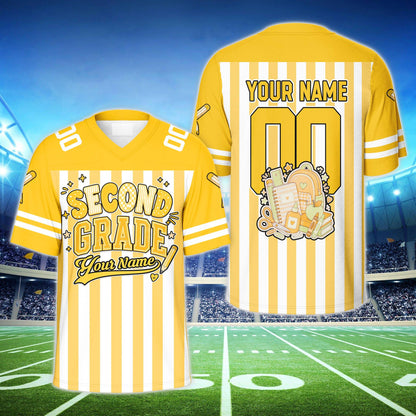 Close up of the back to school football jersey design