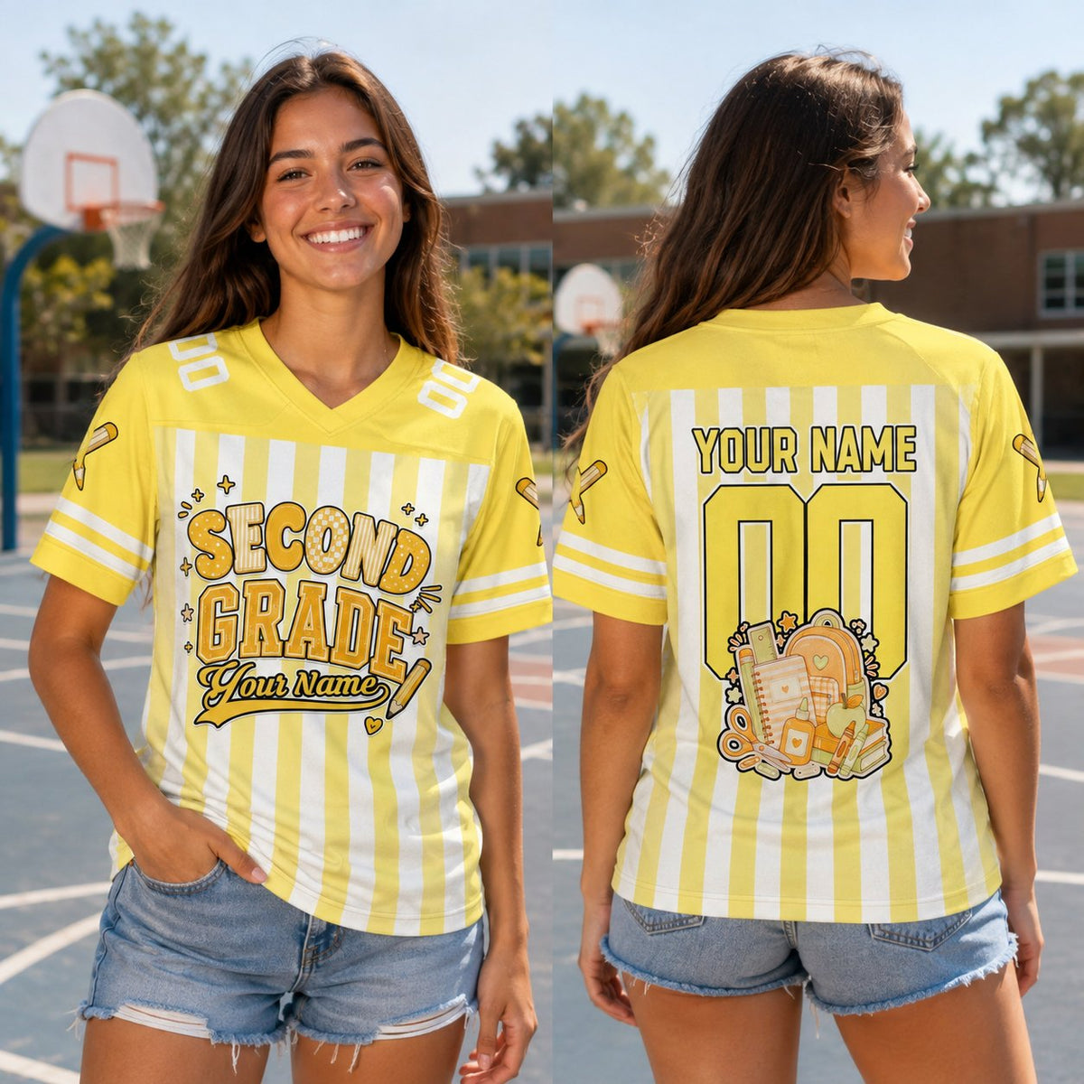 Yellow personalized football jersey with custom name and number