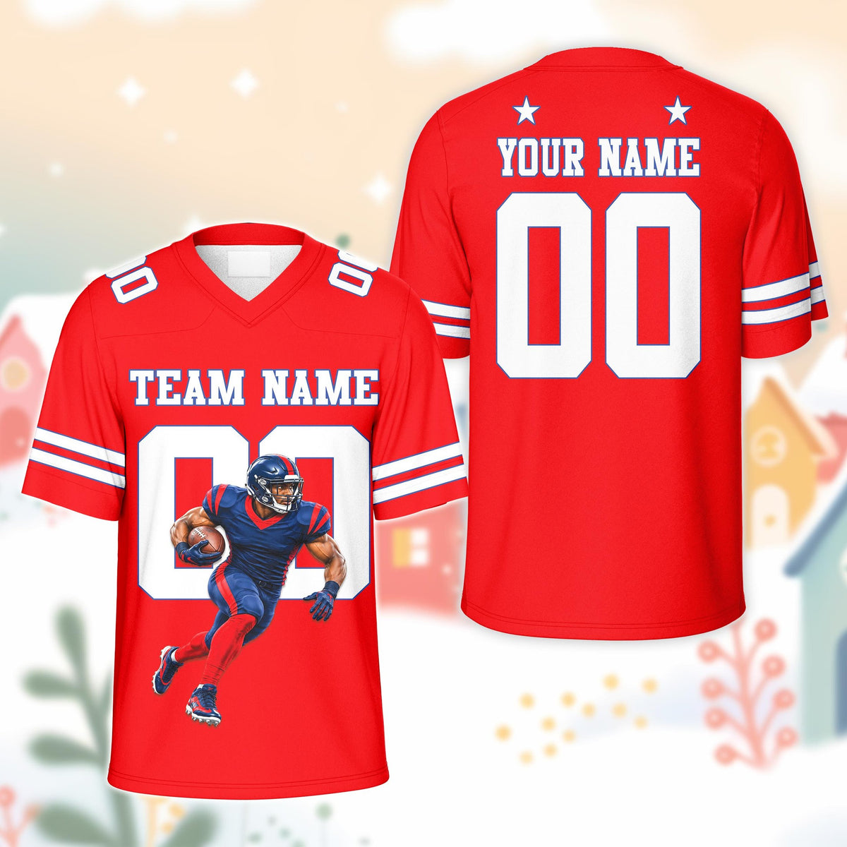 Green custom football jersey with name and number front view
