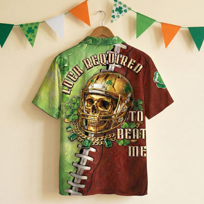 Alternate back view of the green and brown St. Patrick's day football jersey