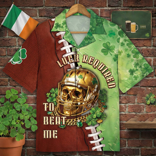 Green patrick football jersey with skull and shamrock design front view