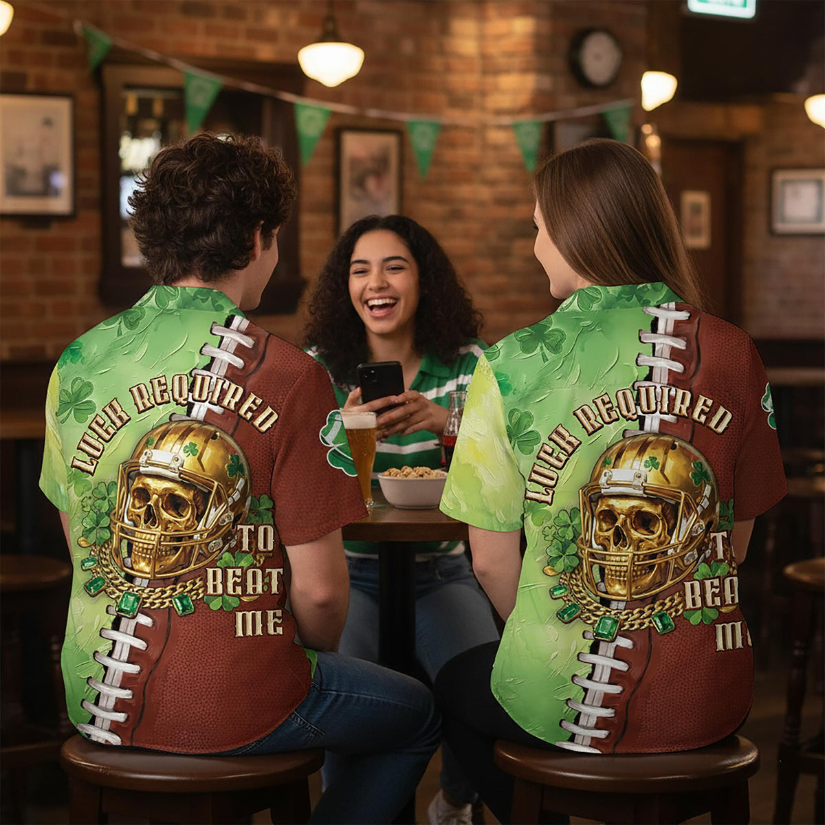 Second lifestyle view of the St. Patrick's day football jersey