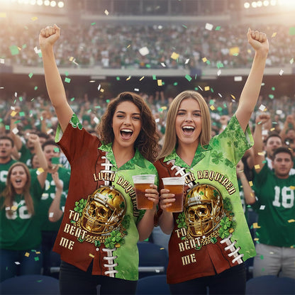 Lifestyle view of someone wearing the shamrock football jersey at a casual gathering.