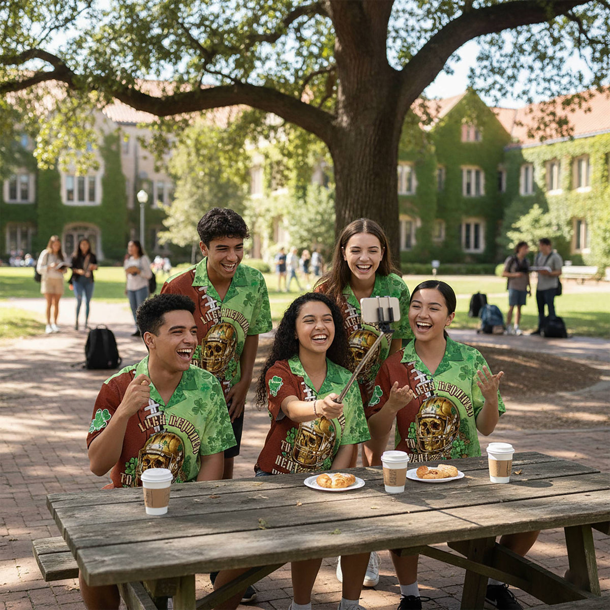 Third lifestyle view showing the St. Patrick's day football jersey fit