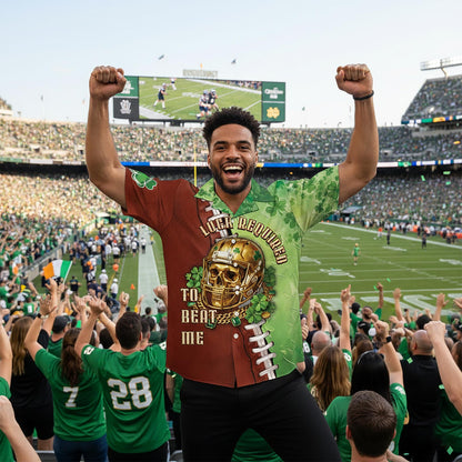 Another lifestyle view of the St. Patrick's Day football jersey