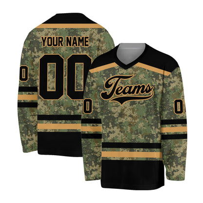 Final front view of the customized camo hockey jersey