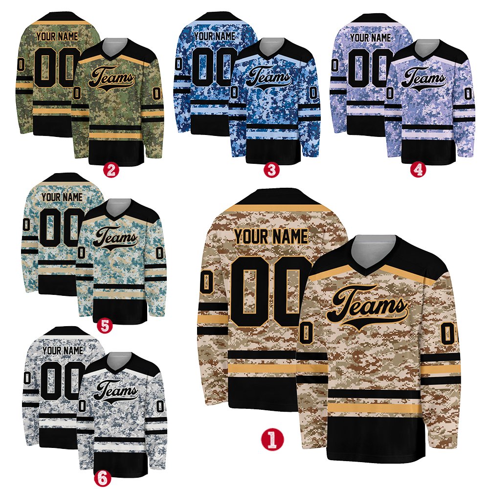 Another front view of the personalized camo hockey jersey
