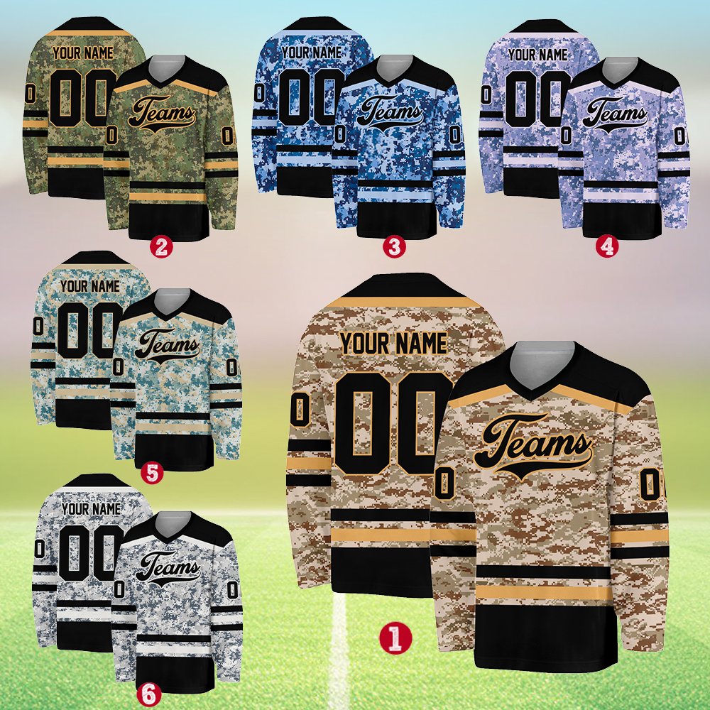 Front styling of the camo print custom jersey