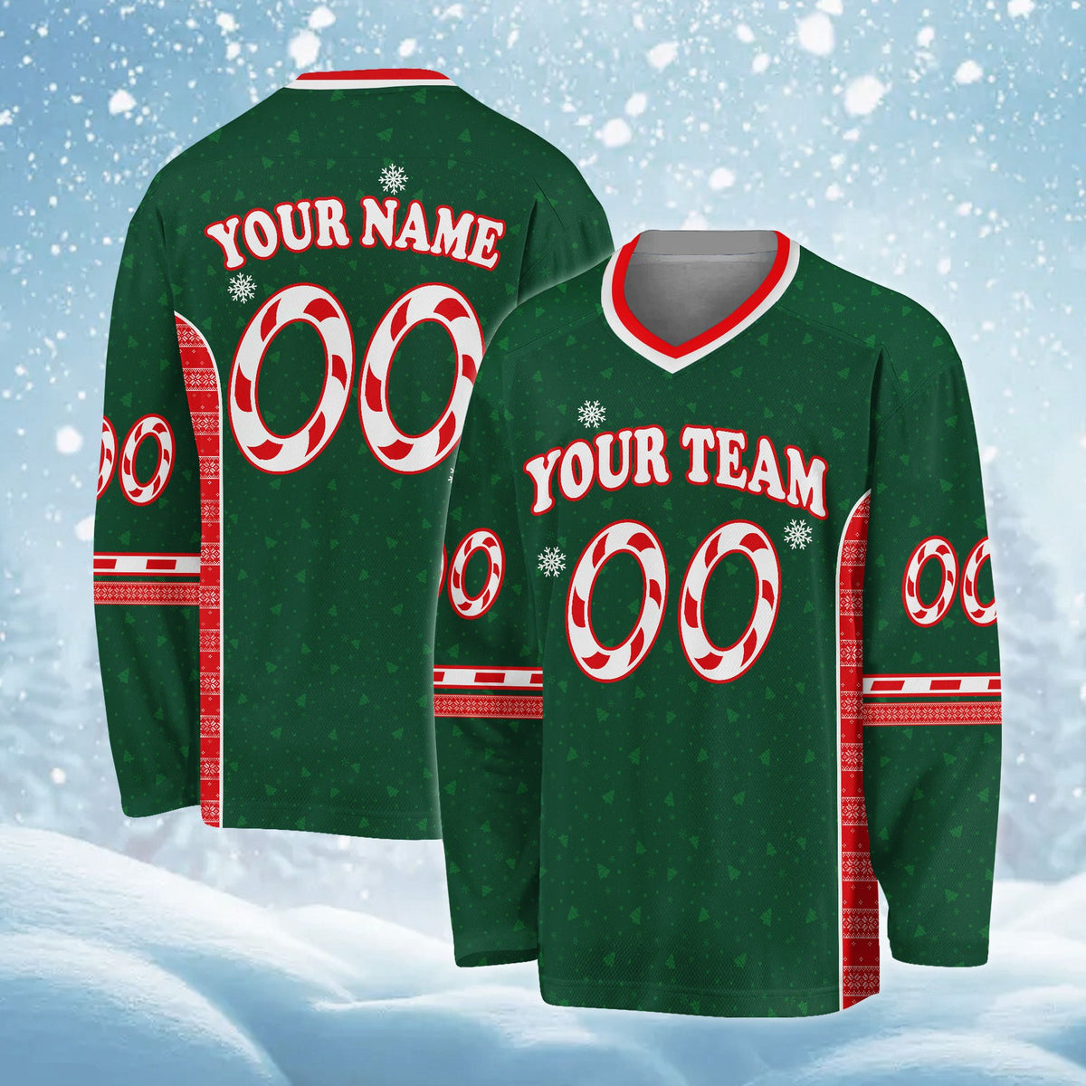Another front view of green custom hockey jersey