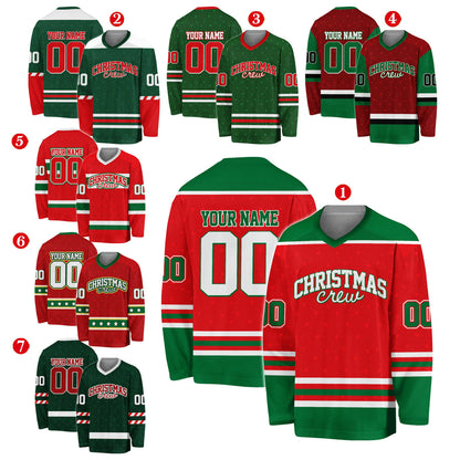 Side view of the green christmas hockey jersey pattern
