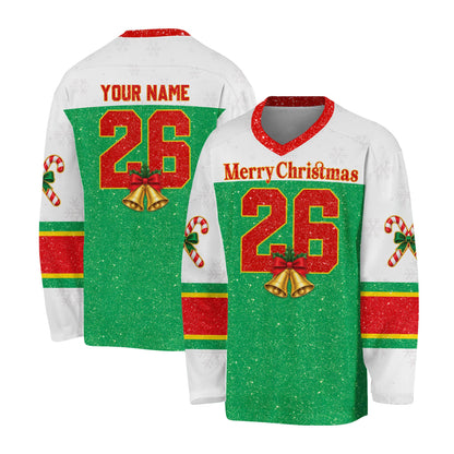 Another front view of the personalized holiday hockey jersey