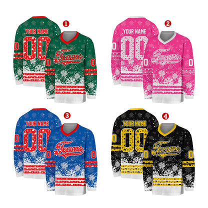 Multicolor custom hockey jersey with festive design, front view