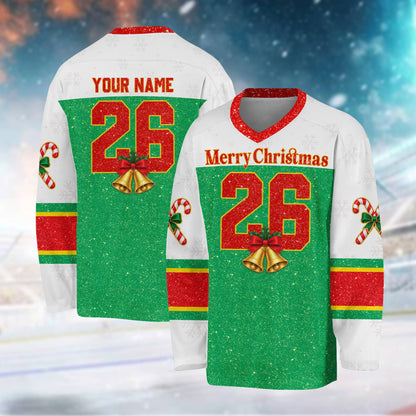 Detailed front view of the custom name hockey jersey