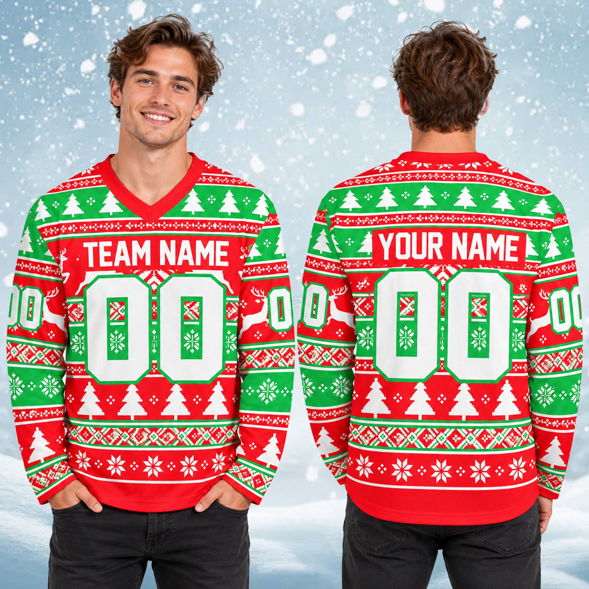 Festive long sleeve hockey jersey for adults