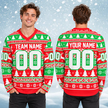 Festive long sleeve hockey jersey for adults