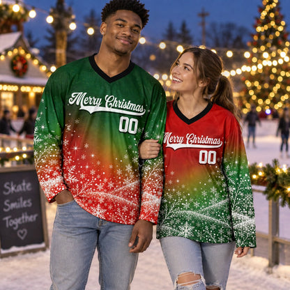 Lifestyle view of the custom name hockey jersey being worn