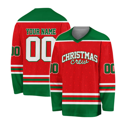 Alternate front view of the red christmas hockey jersey