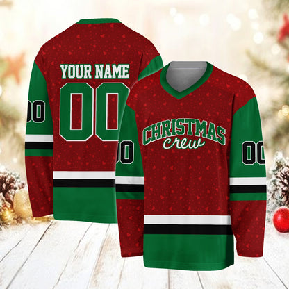 Another front view of the red christmas hockey jersey