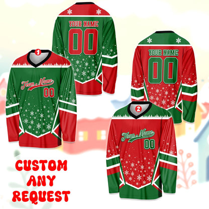 Alternate view of the personalized hockey jersey highlighting the tree line graphic and custom details