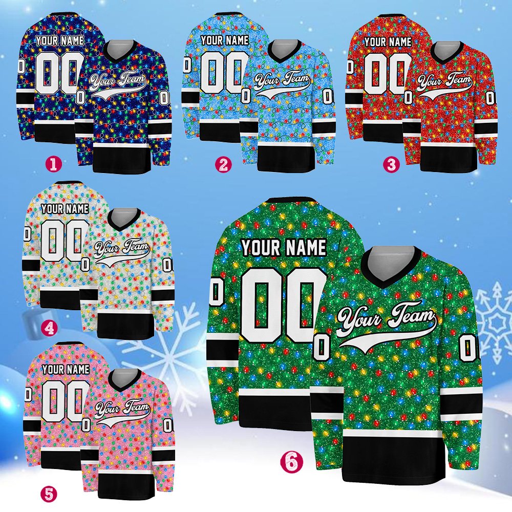 Back view of the personalized hockey jersey showing custom name and number