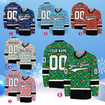 Back view of the personalized hockey jersey showing custom name and number
