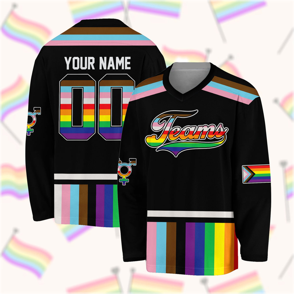 Front view 8 of black pride hockey jersey