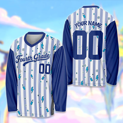 Back view showcasing the personalized number and name on the custom hockey jersey