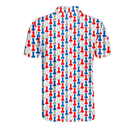 Back view of the abstract polo shirt