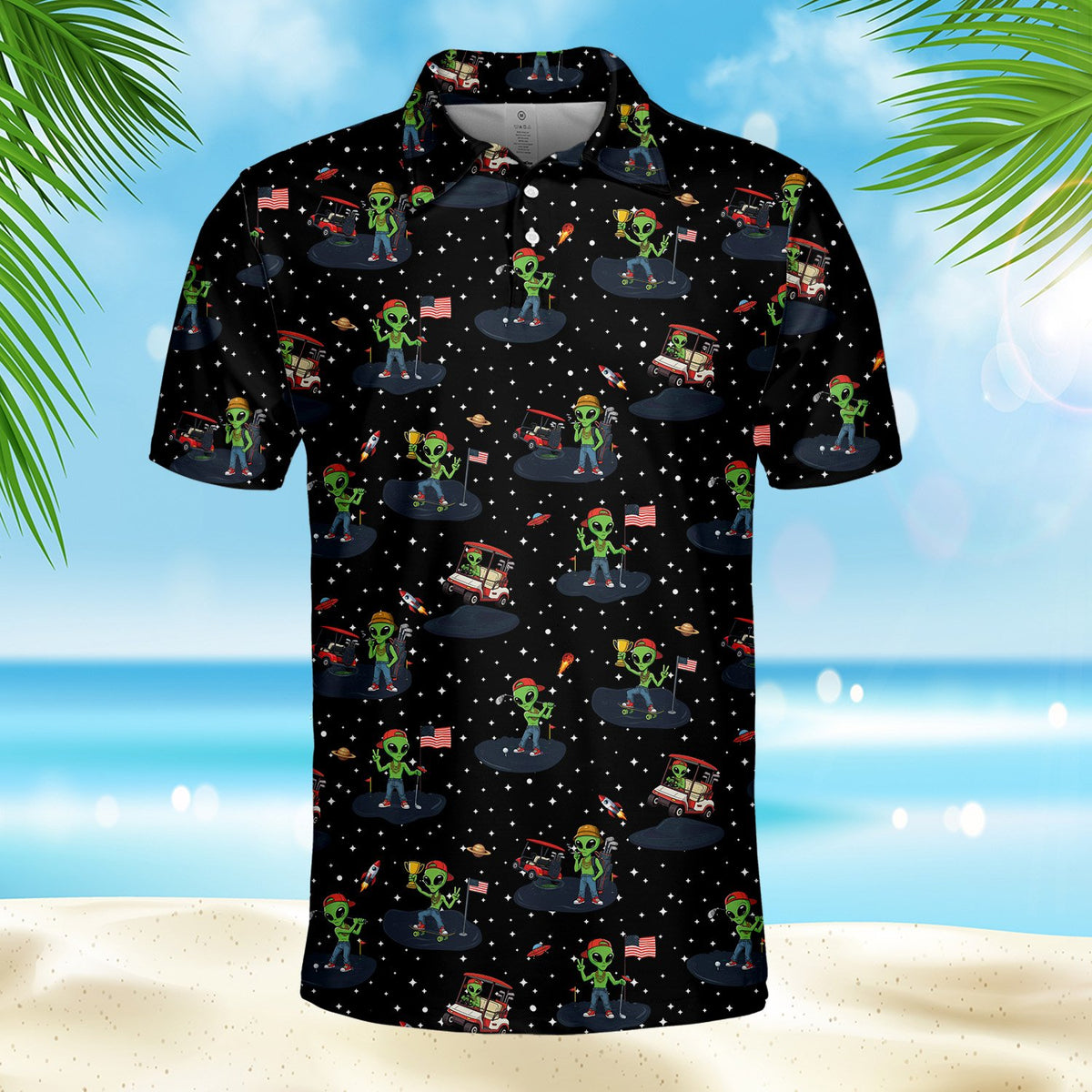 Lower front view of the golf polo shirt pattern