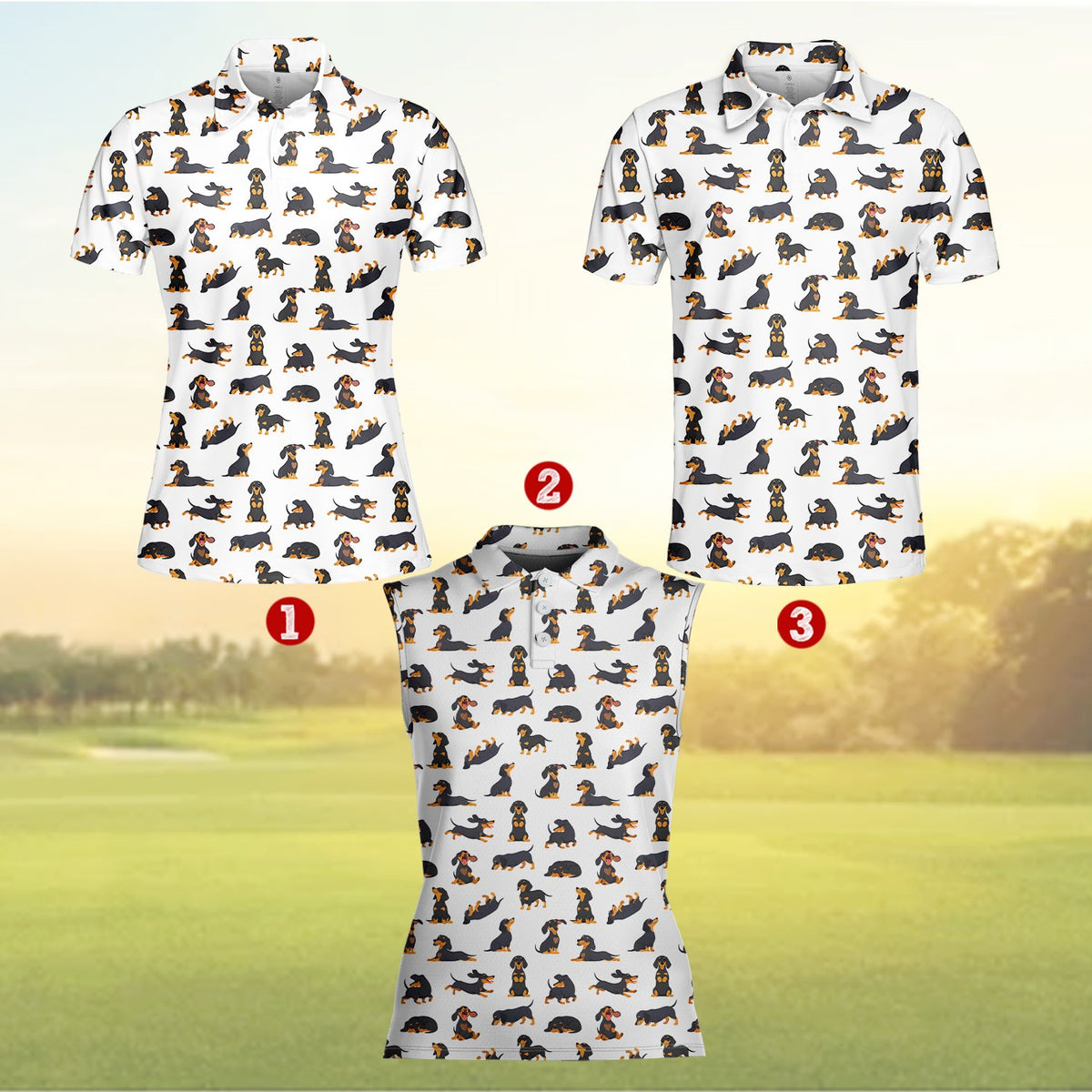 Detailed front view of the white animals polo shirt