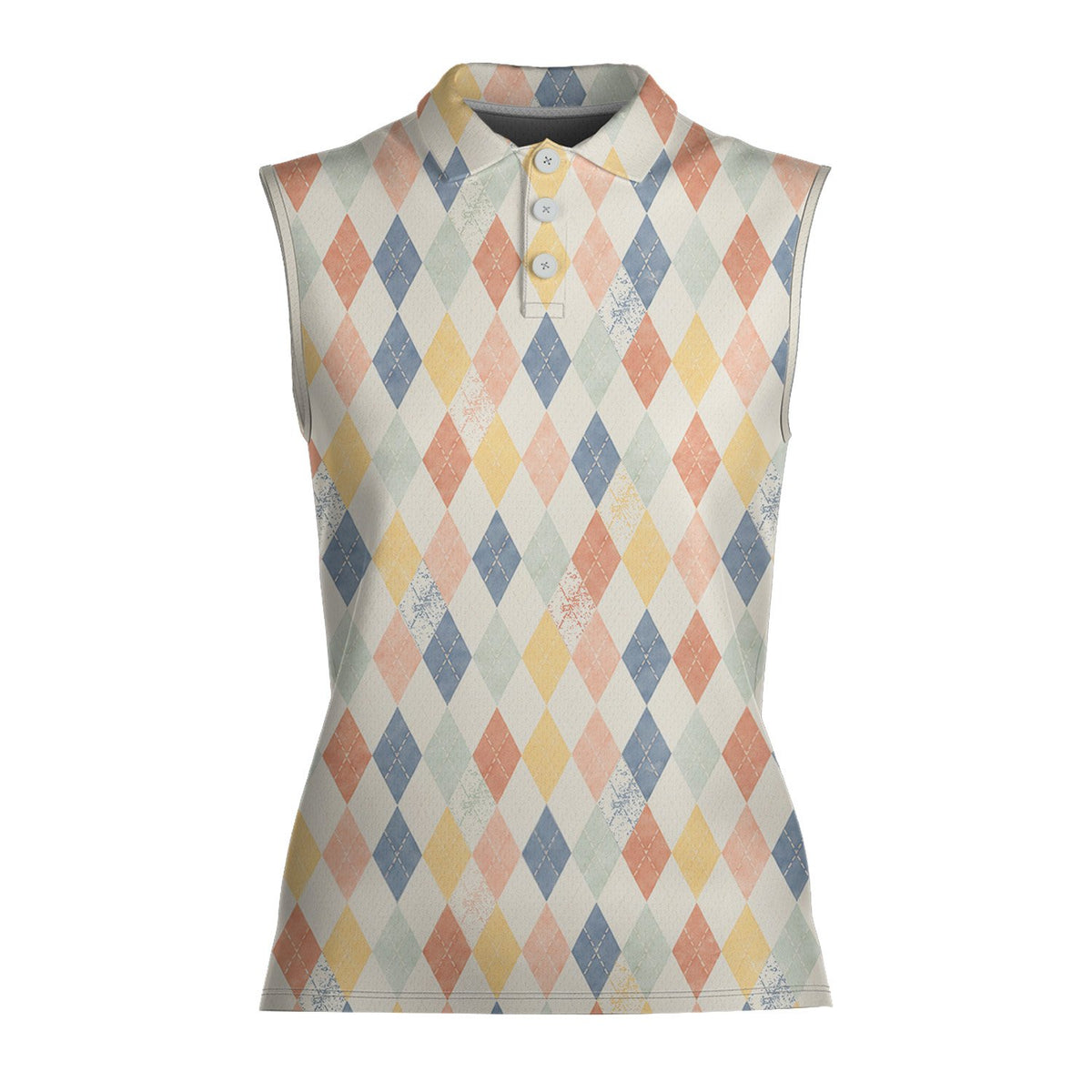 Multicolor argyle polo shirt, front detail view 4