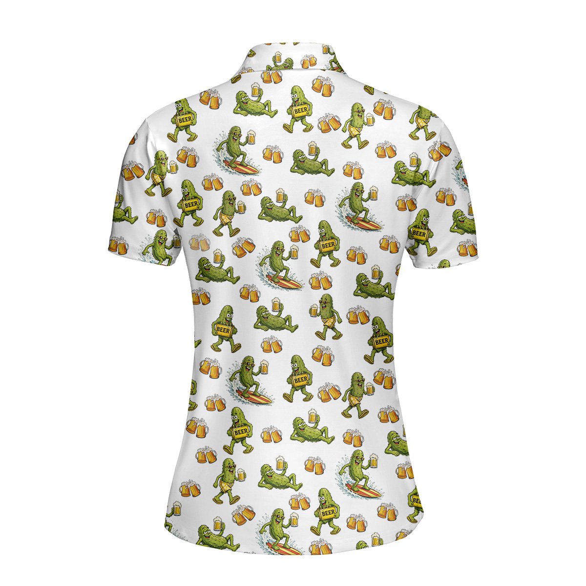 Back view of the beer pickles polo shirt