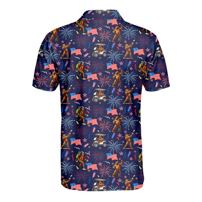 Back view of the bigfoot golf patriotic polo shirt