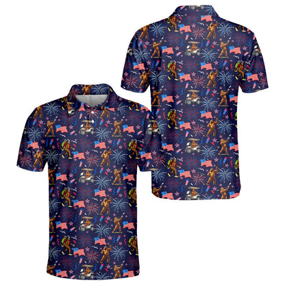 Navy bigfoot golf patriotic polo shirt front view