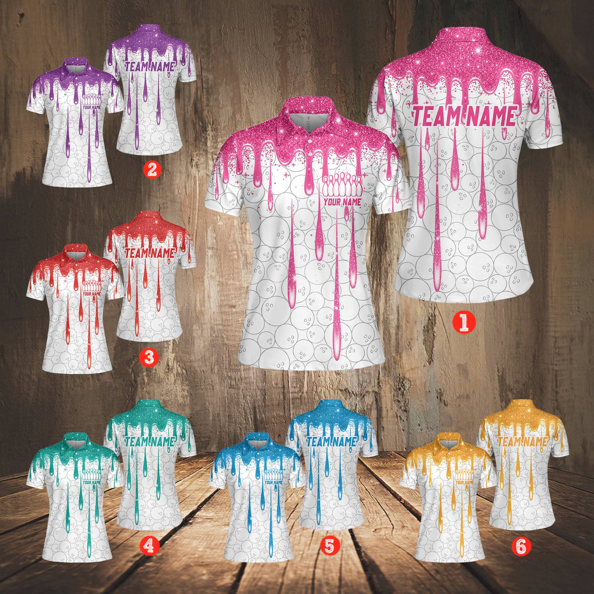 Second lifestyle view of the personalized bowling polo shirt