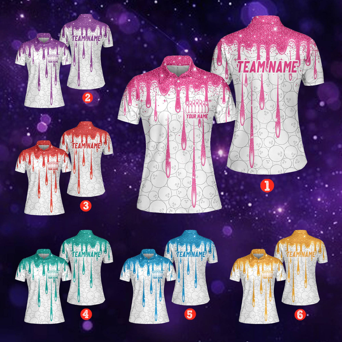 Fourth lifestyle view of the bowling polo shirt
