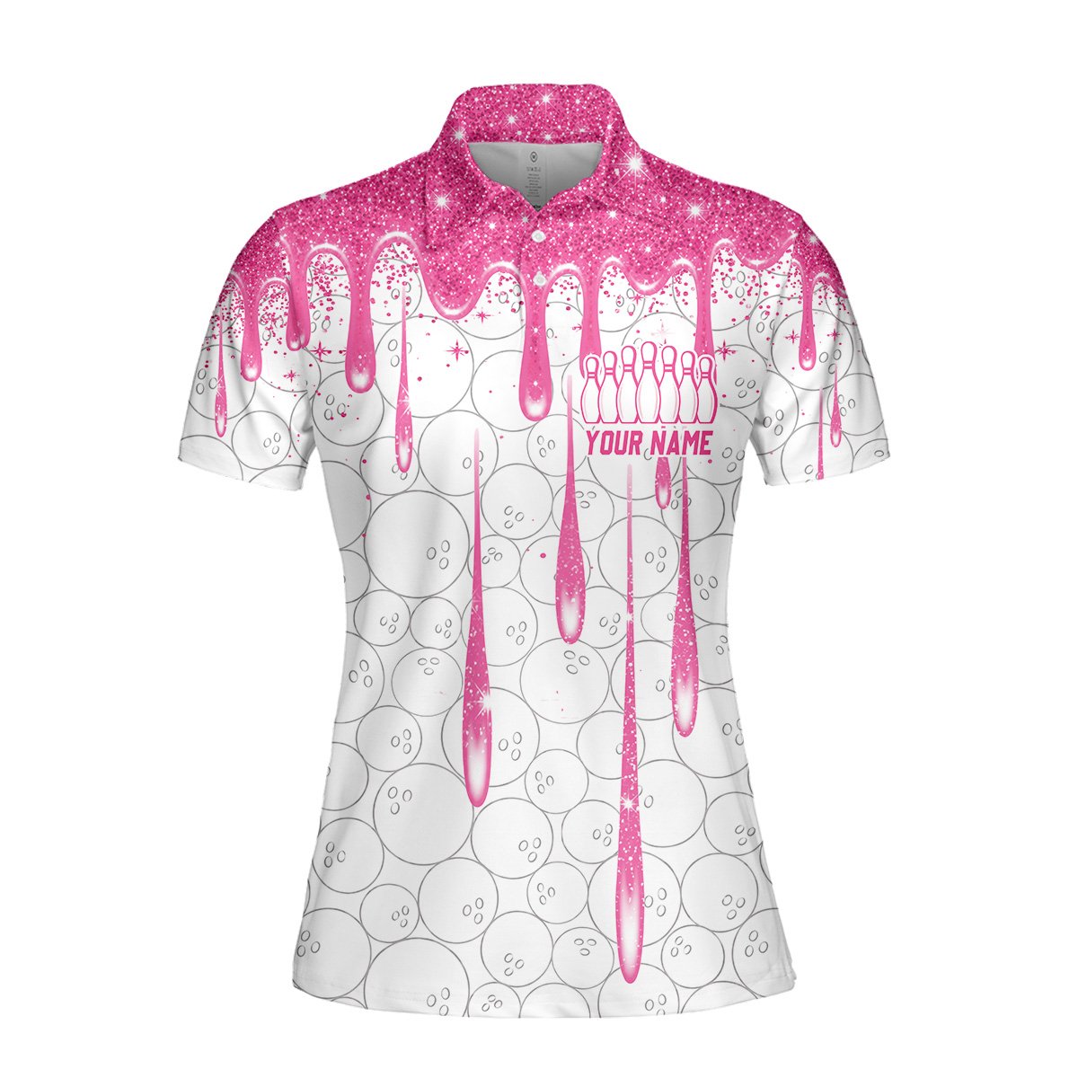 Alternative front view of personalized bowling polo shirt