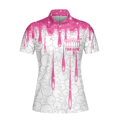 Alternative front view of personalized bowling polo shirt