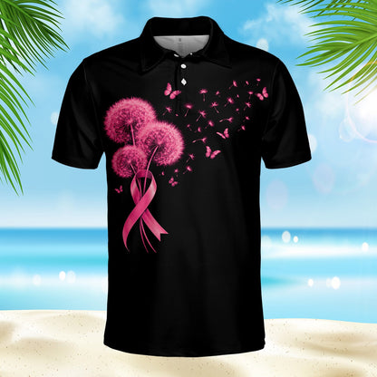 Front angle view of the black polo shirt